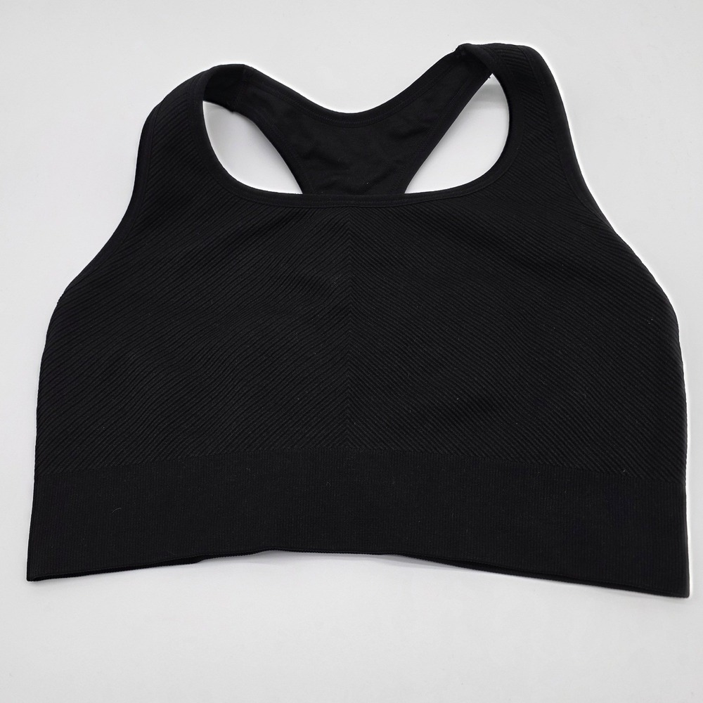 Sports Bra Womens L‎ Black Seamless Racerback Cutout